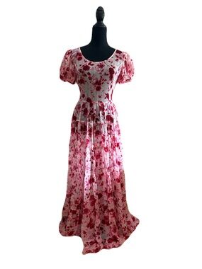 Betsey Johnson Silk Skull Rose Maxi Dress Y2K Vintage Rare USA Made Size 6
